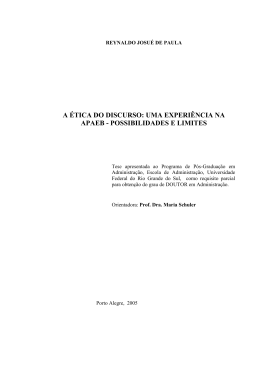 A &Eacute;TICA DO DISCURSO: UMA EXPERI&Ecirc;NCIA NA APAEB