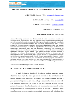 &Eacute;TICA DO DISCURSO E EDUCA&Ccedil;&Atilde;O