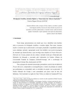 Divulga&ccedil;&atilde;o Cient&iacute;fica, Inclus&atilde;o Digital e a - Labeurb