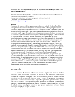 Utilização Das Tecnologias De Captação De Água De Chuva Na