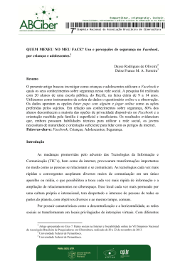 QUEM MEXEU NO MEU FACE? Uso e percep&ccedil;&otilde;es de