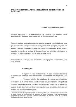 efic&aacute;cia da senten&ccedil;a penal condenat&oacute;ria no ju&iacute;zo c&iacute;vel