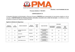 CONVOCAÇÃO PMA - Processo Seletivo n° 001/2015