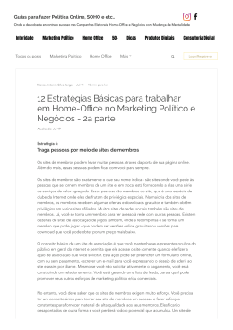 12 Estrat&eacute;gias B&aacute;sicas para trabalhar em Home-Office no Marketing Pol&iacute;tico e Neg&oacute;cios - 2a parte