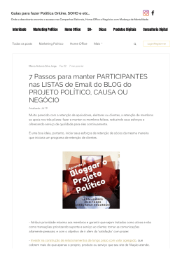 7 Passos para manter PARTICIPANTES nas LISTAS de Email do BLOG do PROJETO POL&Iacute;TICO, CAUSA OU NEG&Oacute;CIO