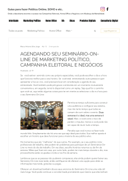 AGENDANDO SEU SEMINÁRIO-ON-LINE DE MARKETING POLÍTICO, CAMPANHA ELEITORAL E NEGÓCIOS