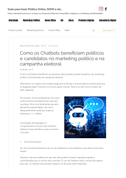Como os Chatbots beneficiam políticos e candidatos no marketing político e na campanha eleitoral