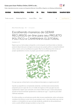 Escolhendo maneiras de GERAR RECURSOS on-line para seu PROJETO POLÍTICO e CAMPANHA ELEITORAL