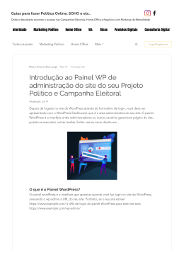Introdução ao Painel WP de administração do site do seu Projeto Político e Campanha Eleitoral