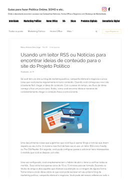 Usando um leitor RSS ou Notícias para encontrar ideias de conteúdo para o site do Projeto Político