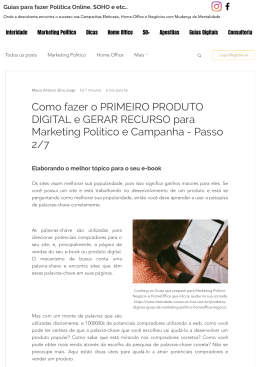 Como fazer o PRIMEIRO PRODUTO DIGITAL e GERAR RECURSO para Marketing Político e Campanha - Passo 2 7