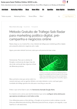 Método Gratuito de Tráfego Sob Radar para marketing político digital pré-campanha e negócios online