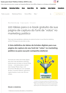 100 Ideias para o e-book gratuito da sua p&aacute;gina de captura do funil de  votos  no marketing pol&iacute;tico