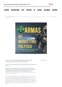Curso Armas do Marketing Político Digital-Pré-Campanha para Eleição 2022-Mandato   Cursos On-Line EaD