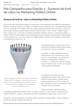 Pré-Campanha para Eleição 3 - Sucesso do funil de votos no Marketing Político Online Marketing Político - Poder Legislativo - Dicas e Tutoriais