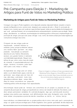 Pré-Campanha para Eleição 7 - Marketing de Artigos para Funil de Votos no Marketing Político Marketing Político - Poder Legislativo - Dicas e Tutoriais