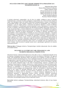 INCLUS&Atilde;O COMO &Eacute;TICA DO CUIDADO